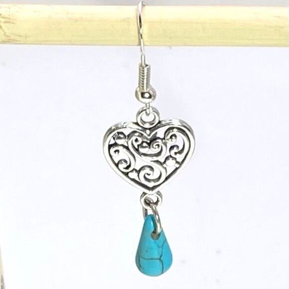 AUV Sterling 925 Silver & Turquoise Dangles - Picture 2 of 5